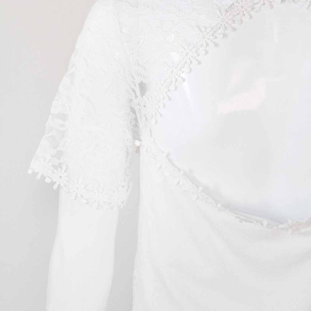 Leo Guy White Floral Shoulder Formal Dress *New*